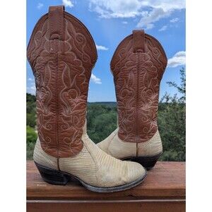 Vintage Nocona Two Tone Snake Leather Womens 5 Western Cowboy Boots Rodeo Ranch